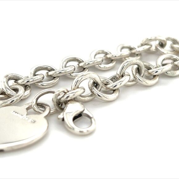 Tiffany & Co Estate Heart Charm Bracelet Sterling Silver 7.5" 36 Grams TIF254 - Picture 8 of 8